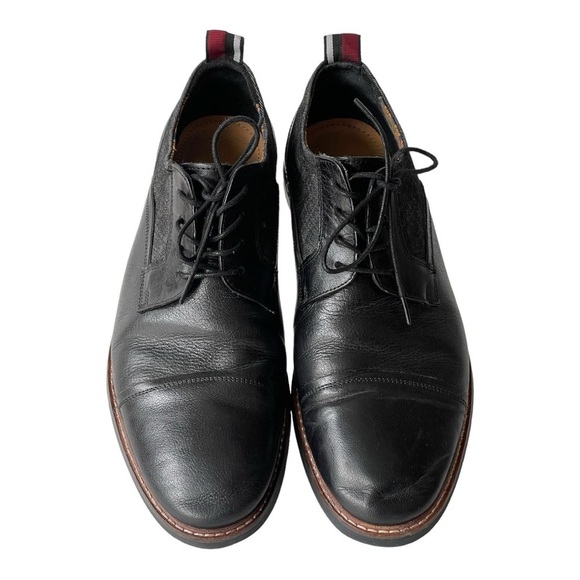Ben Sherman Men\'s Black Leather Birk Cap Toe Oxford Casual Dress Shoes, Sz 10.5M